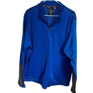 Under Armour 1/4 Zip Neck Blue Storm Fleece Pullover Loose Fit size large